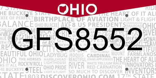GFS8552 Ohio License Plate