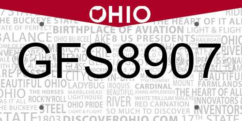 GFS8907 Ohio License Plate
