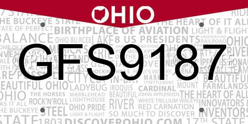 GFS9187 Ohio License Plate