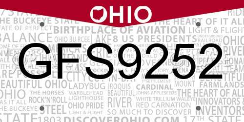 GFS9252 Ohio License Plate
