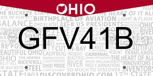 GFV41B Ohio License Plate