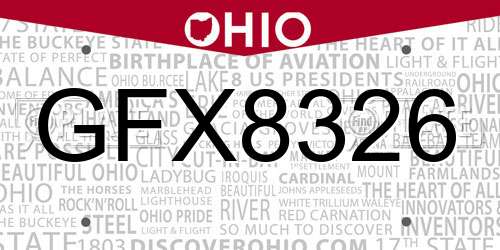 GFX8326 Ohio License Plate