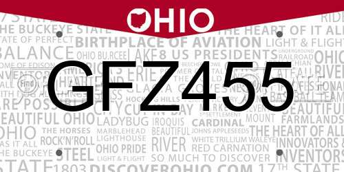GFZ455 Ohio License Plate