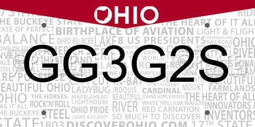 GG3G2S Ohio License Plate
