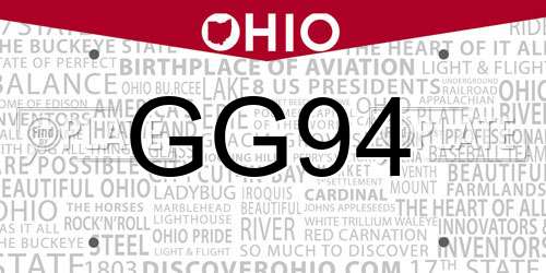 GG94 Ohio License Plate