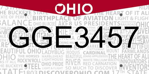 GGE3457 Ohio License Plate