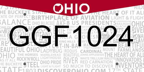 GGF1024 Ohio License Plate