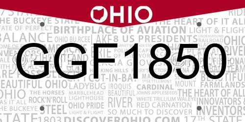GGF1850 Ohio License Plate
