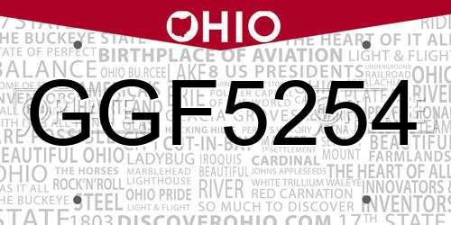GGF5254 Ohio License Plate