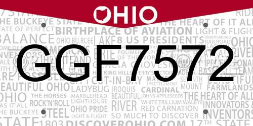 GGF7572 Ohio License Plate