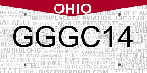 GGGC14 Ohio License Plate