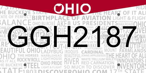 GGH2187 Ohio License Plate
