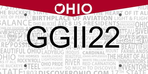 GGII22 Ohio License Plate