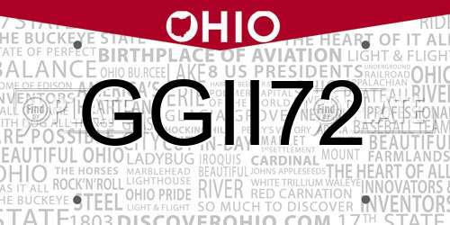 GGII72 Ohio License Plate