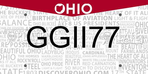 GGII77 Ohio License Plate