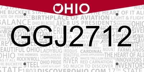 GGJ2712 Ohio License Plate