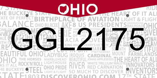 GGL2175 Ohio License Plate