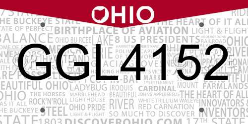 GGL4152 Ohio License Plate