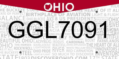 GGL7091 Ohio License Plate