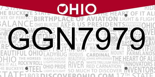 GGN7979 Ohio License Plate