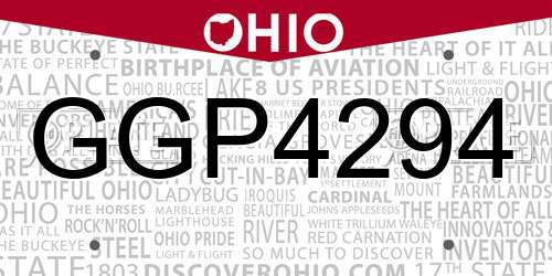 GGP4294 Ohio License Plate