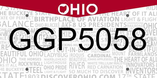 GGP5058 Ohio License Plate