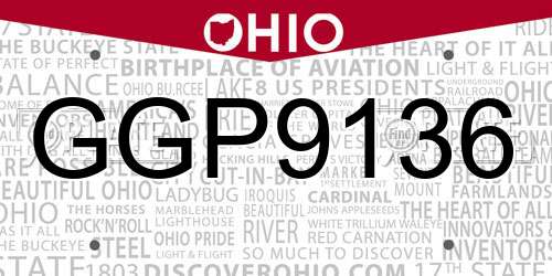 GGP9136 Ohio License Plate