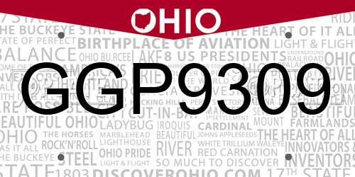 GGP9309 Ohio License Plate