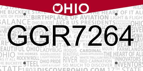GGR7264 Ohio License Plate