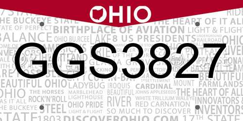 GGS3827 Ohio License Plate