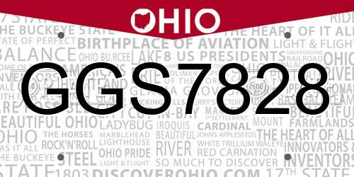 GGS7828 Ohio License Plate
