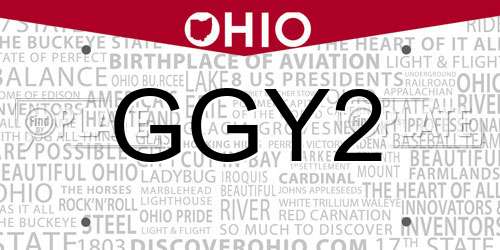 GGY2 Ohio License Plate