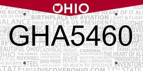 GHA5460 Ohio License Plate