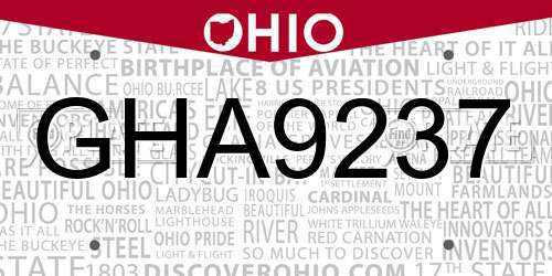 GHA9237 Ohio License Plate