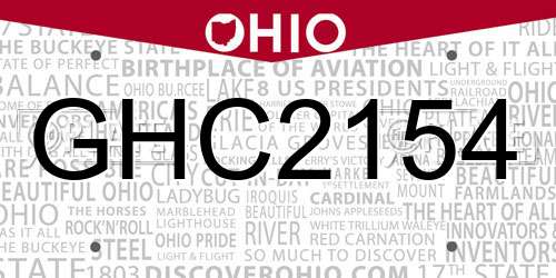 GHC2154 Ohio License Plate