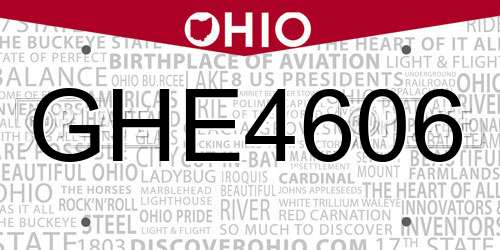 GHE4606 Ohio License Plate