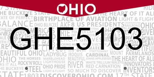 GHE5103 Ohio License Plate