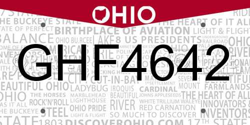 GHF4642 Ohio License Plate
