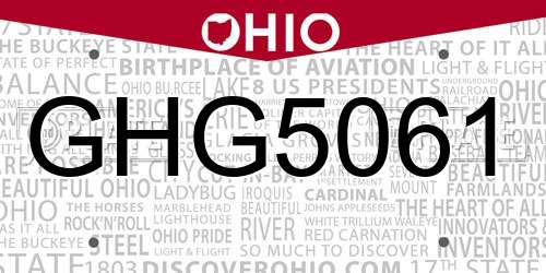 GHG5061 Ohio License Plate