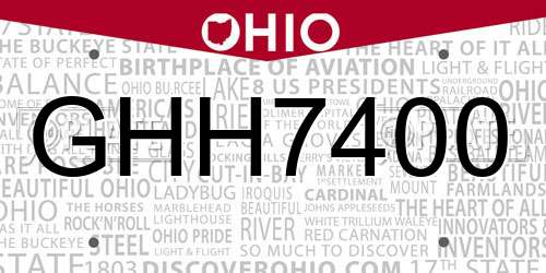 GHH7400 Ohio License Plate
