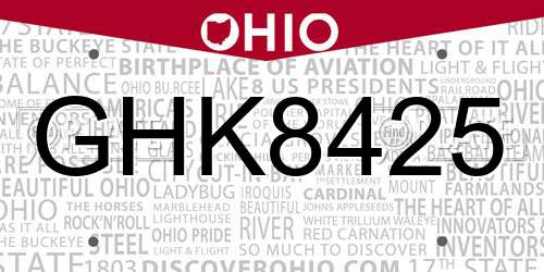 GHK8425 Ohio License Plate