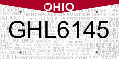 GHL6145 Ohio License Plate