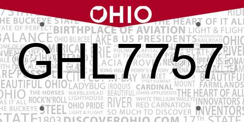 GHL7757 Ohio License Plate