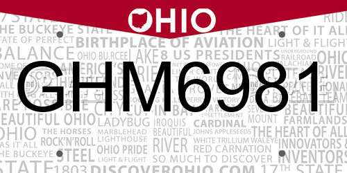 GHM6981 Ohio License Plate
