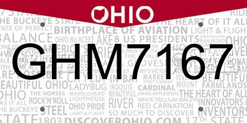 GHM7167 Ohio License Plate