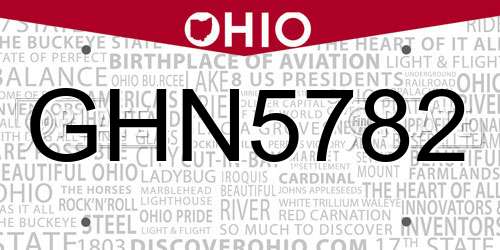 GHN5782 Ohio License Plate