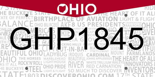 GHP1845 Ohio License Plate