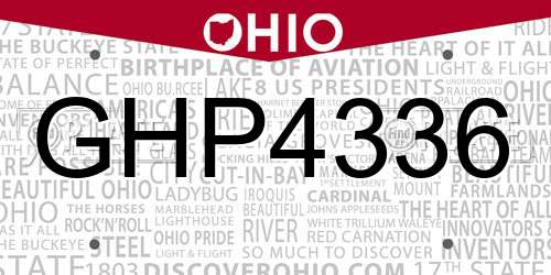 GHP4336 Ohio License Plate