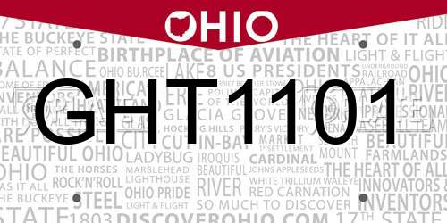 GHT1101 Ohio License Plate