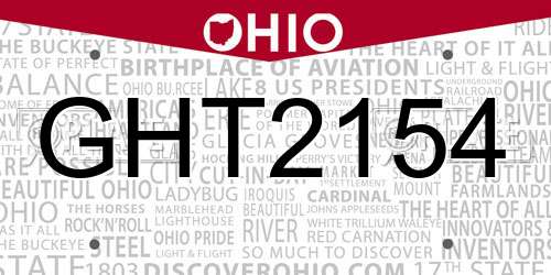 GHT2154 Ohio License Plate